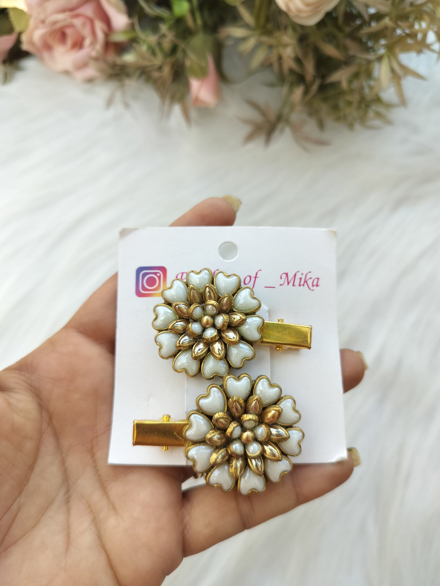 Kundan Alligator Pin - pair