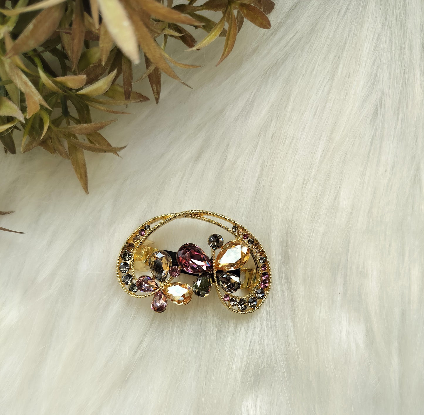Butterfly oval Crystal Baratte Clip -Small size