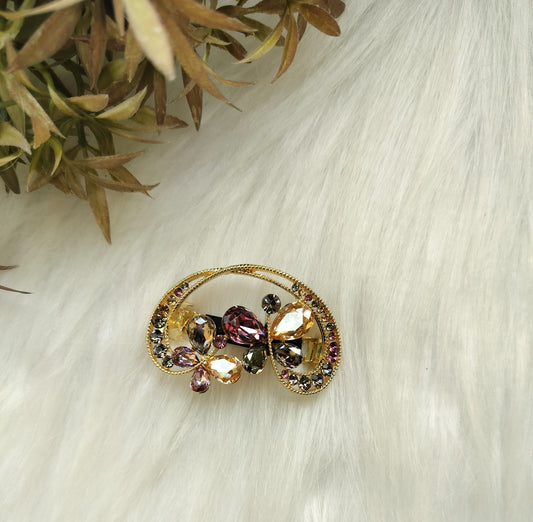 Butterfly oval Crystal Baratte Clip -Small size