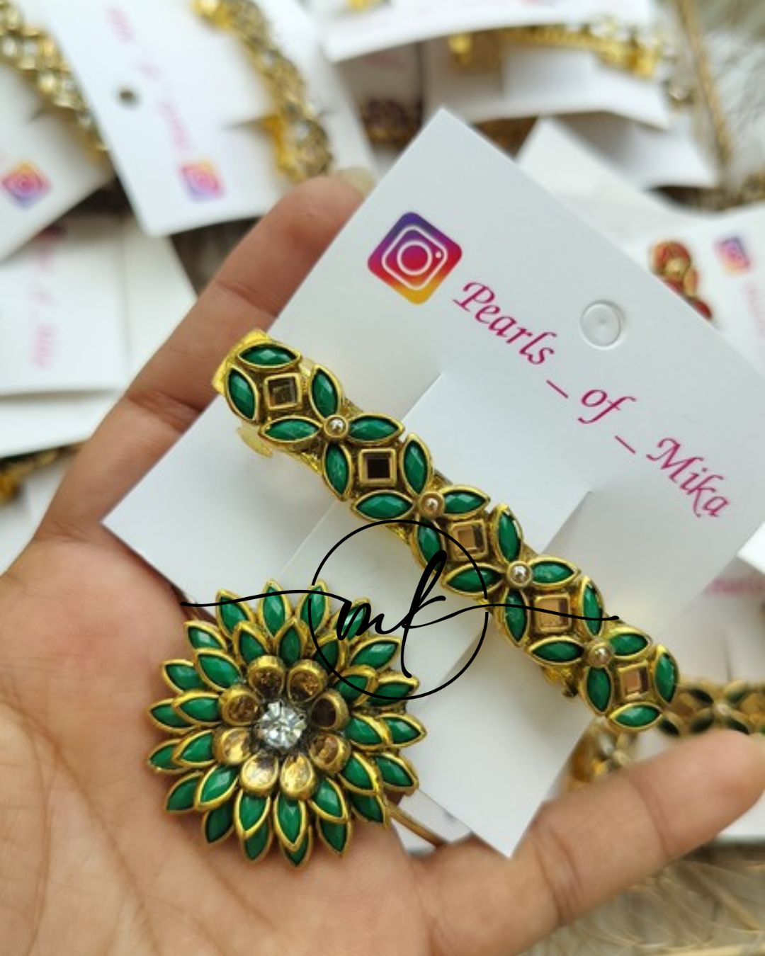 Kundan Hair Brooch/Hair ties/Centre clip- Combo