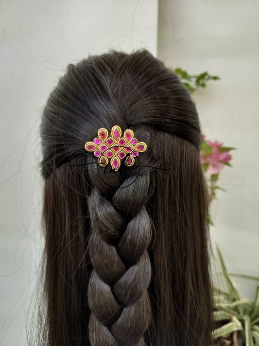 Pink Kolam Kundan Hair Brooch Return gift Combo