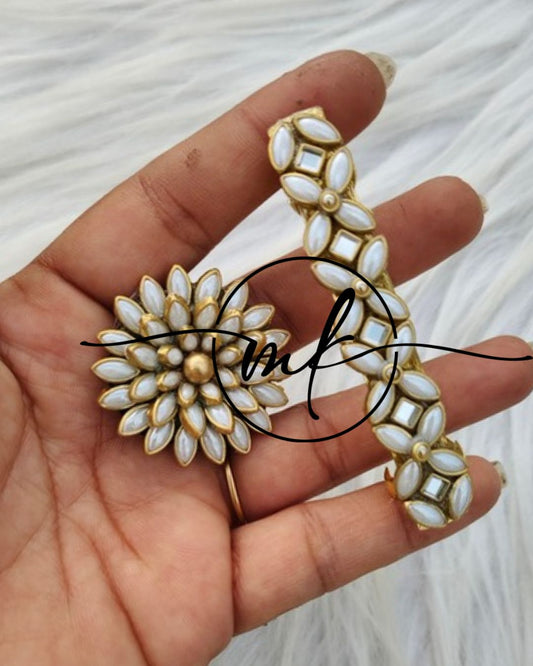 Kundan Hair Brooch/Hair ties/Centre clip- Combo
