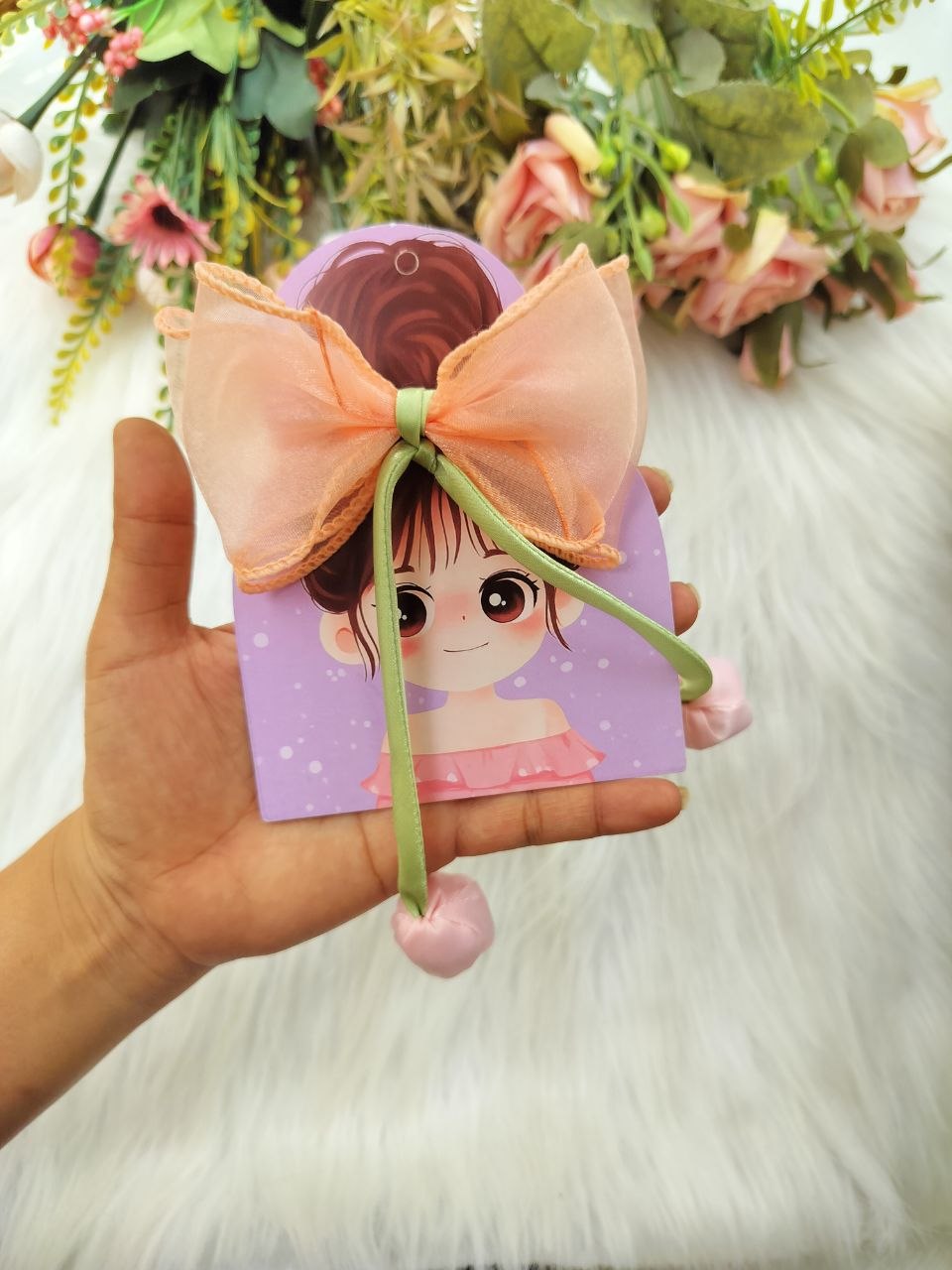 Orange Tulip Bow Alligator clip