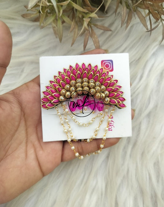 Pink Gold Sunflower Hair Brooch