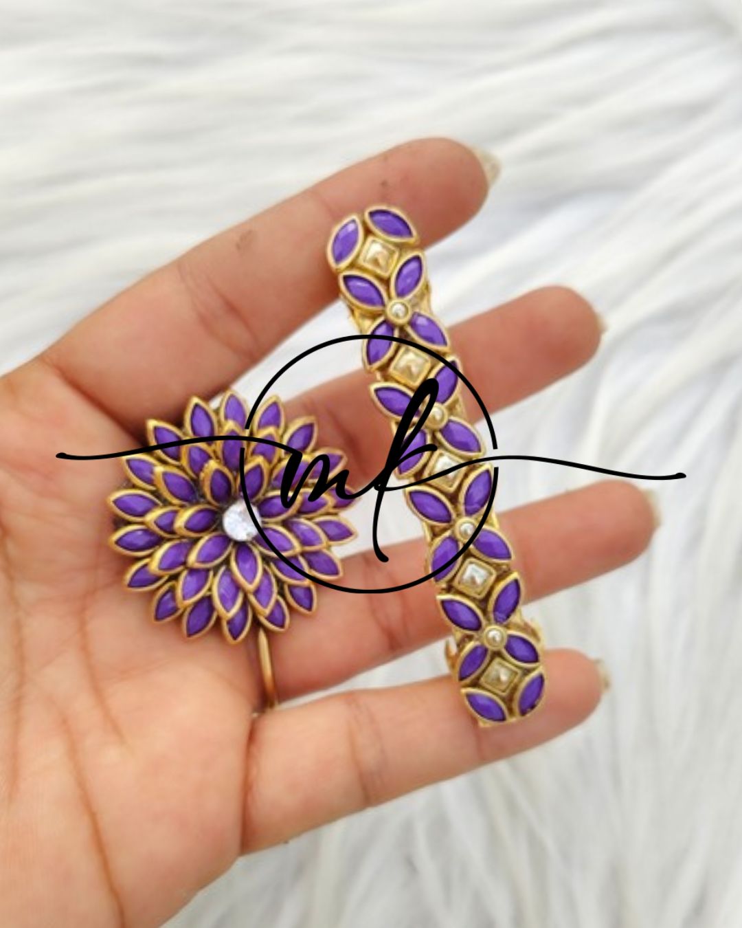 Kundan Hair Brooch/Hair ties/Centre clip- Combo
