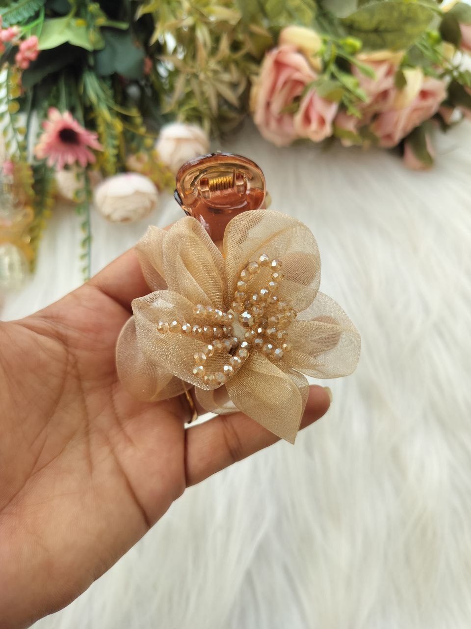 Sandal Rose Bead Premium Banana clip - V type