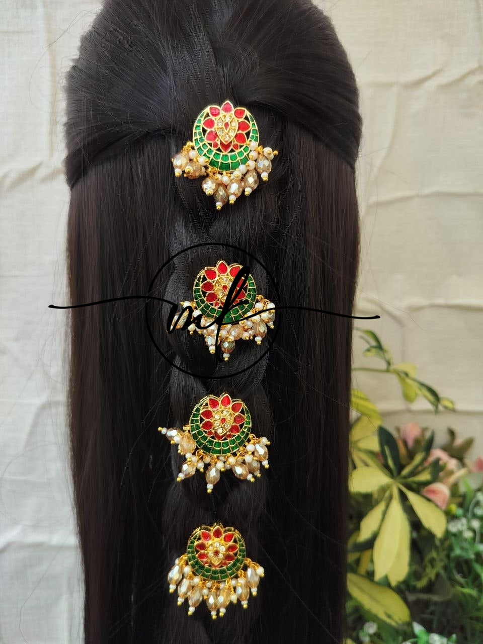 Nakshatra Red&Green Hair hook
