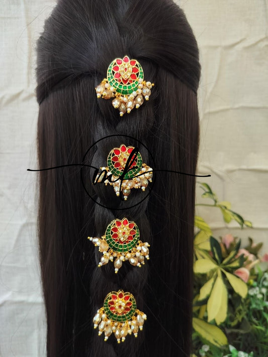 Nakshatra Red&Green Hair hook