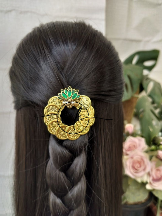 Nira NH Big Green Lotus Hair Brooch
