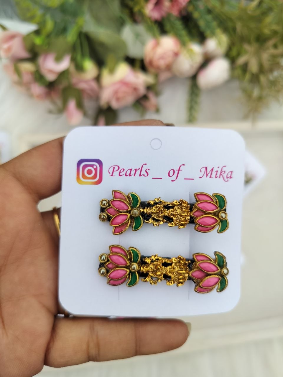 Pink Lotus Lakshmi Alligator Clip - 1 pair