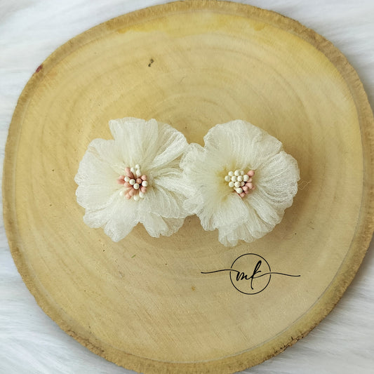 White Organza Flower Center clip