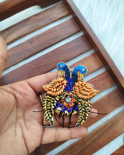 Peacock blue + Orange Parrot Hair Accessories