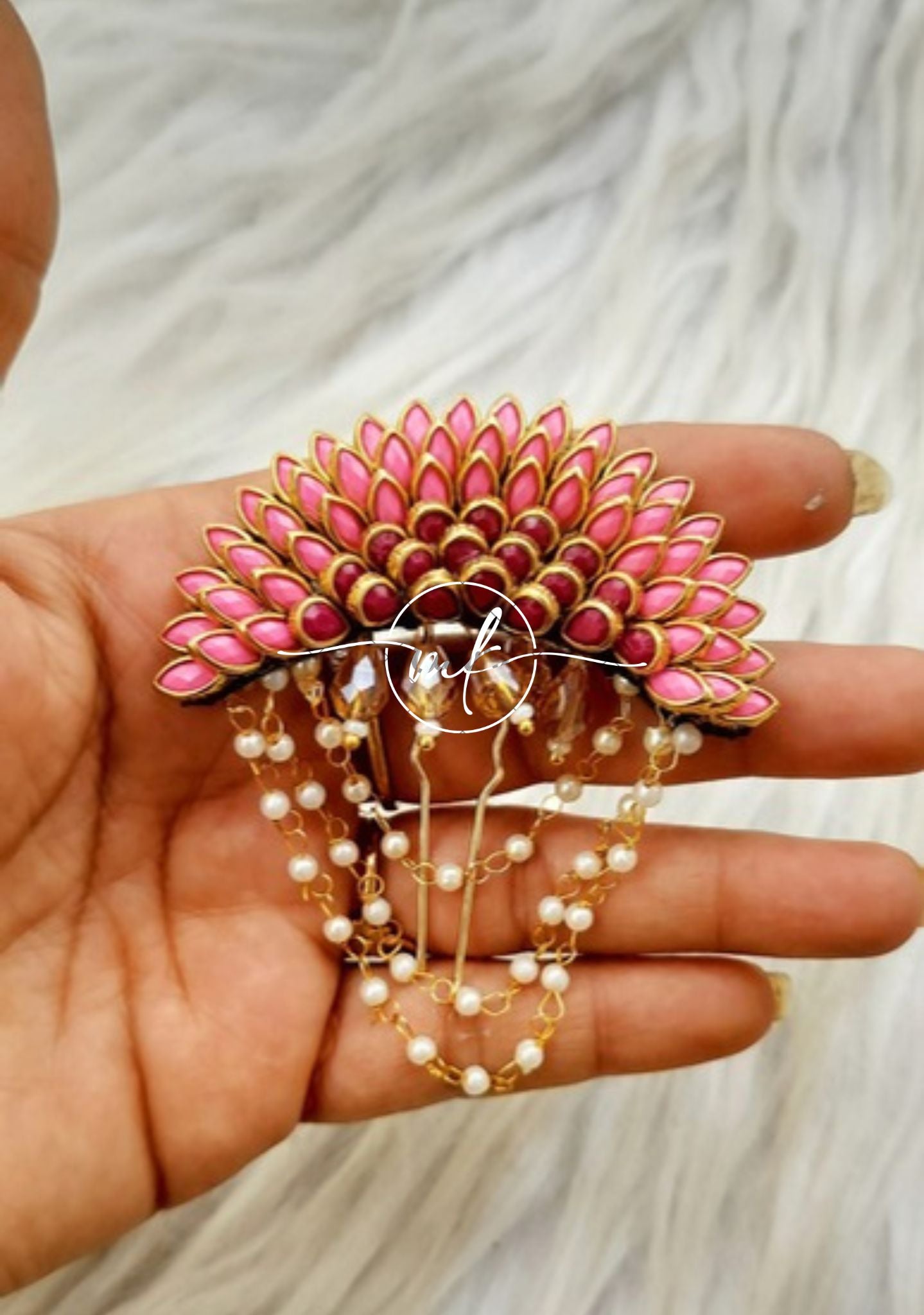 Pink Marron Sunflower Hair Brooch