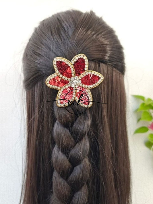 Bloom RED LILY Hair Brooch