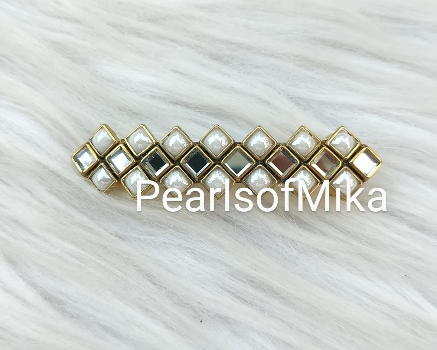 White Kundan Centre clip