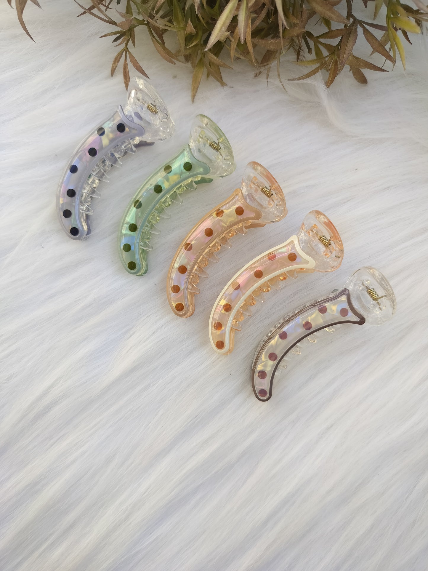 Marble Finish Polka dot banana clip - V type