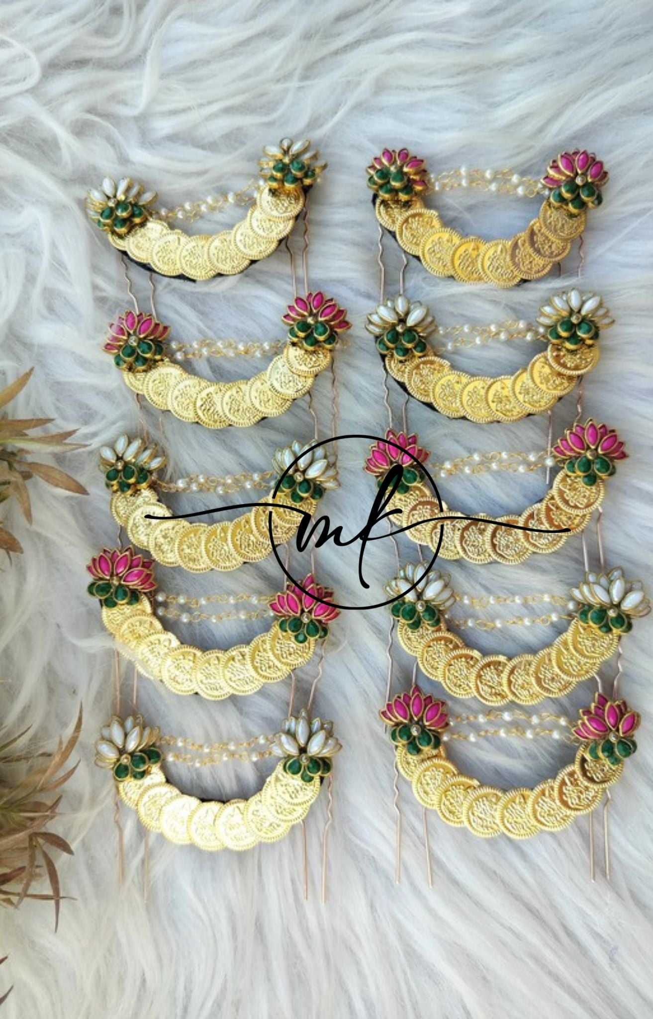 Cora Lotus White and pink Hair Brooch - Return gift combo of 10