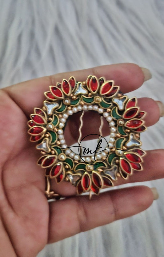 Lara Lotus with pearls Hair Brooch- Type 2