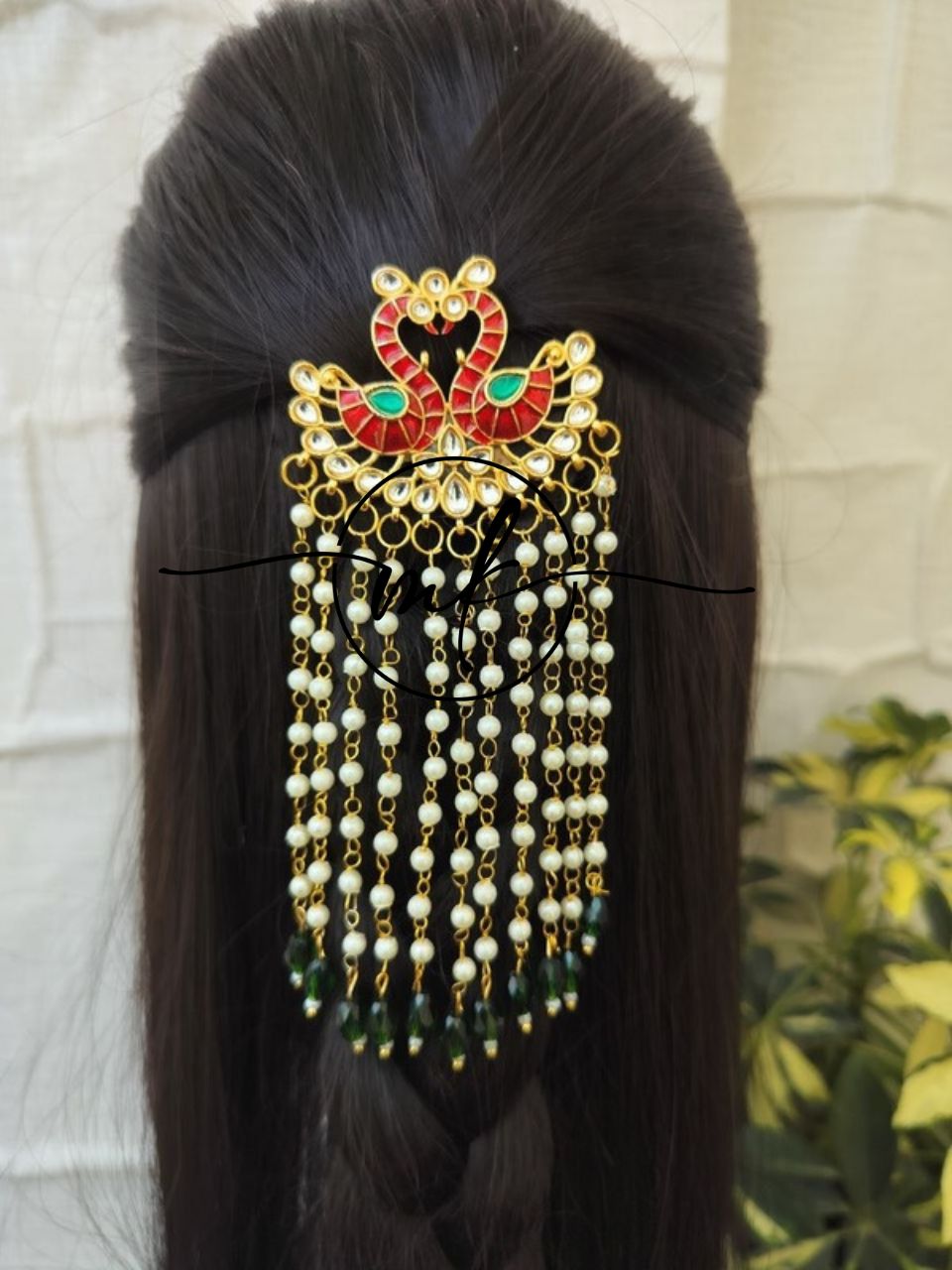 Red Spring swan Hair Brooch