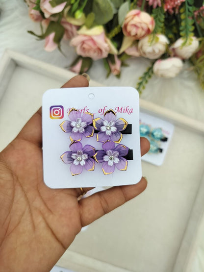 Pale Purple Floral Alligator Clip