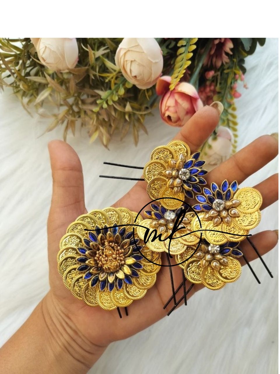 CIMA Blue Lotus Hair Braid Brooch - Set of 5 piece Combo