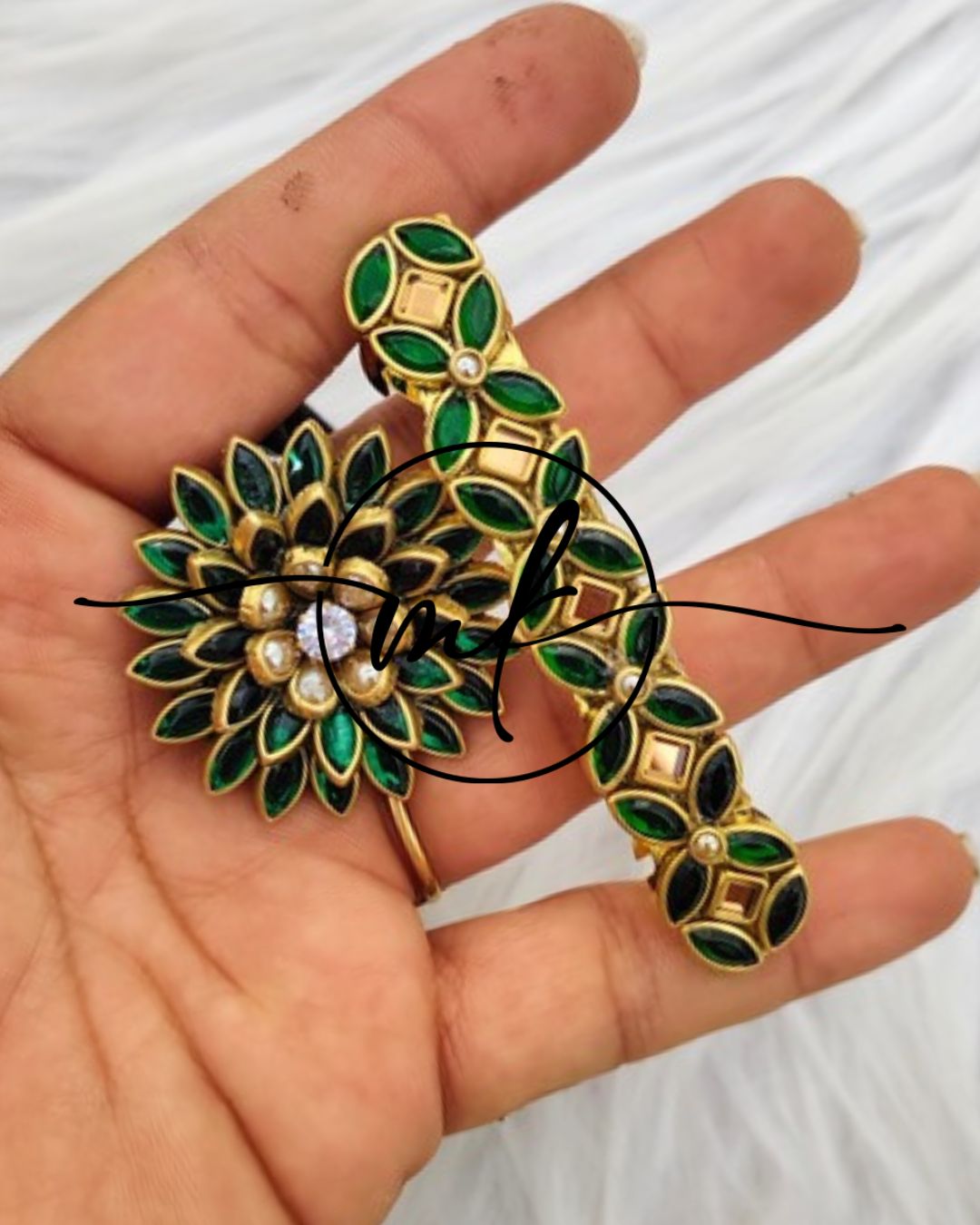 Kundan Hair Brooch/Hair ties/Centre clip- Combo