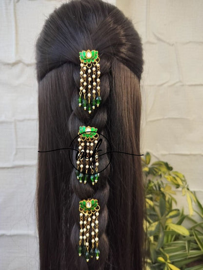 ARVI Green 1Lotus Hair Brooch - 1 piece