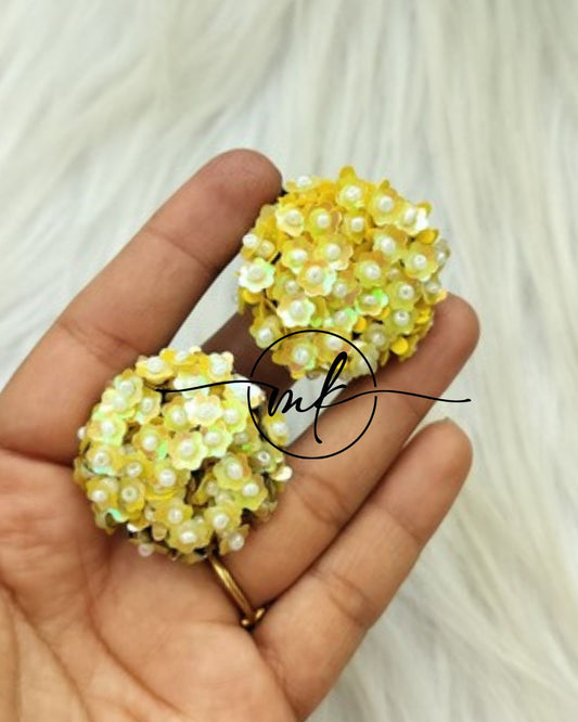 Yellow Premium Embroidered Hair Brooch/Hair ties
