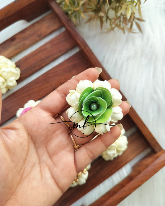 Jas - Green Rose jasmin Hair Brooch/ Hair ties