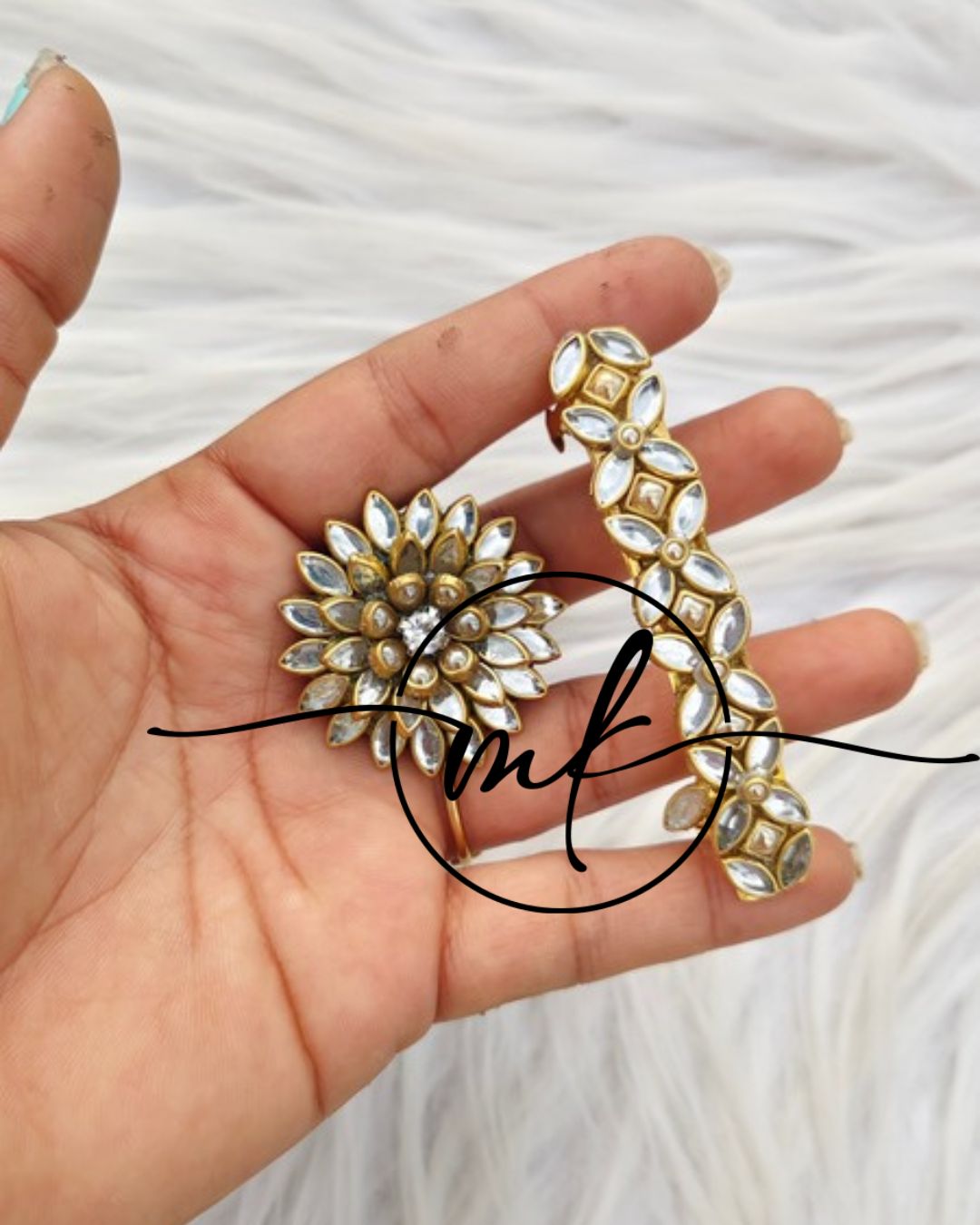 Kundan Hair Brooch/Hair ties/Centre clip- Combo