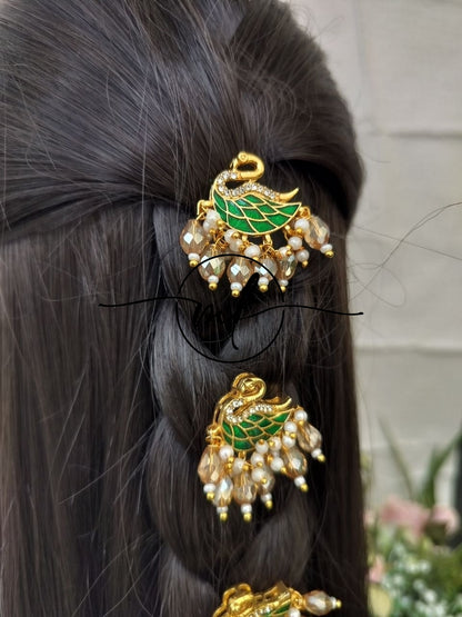 Glorious Green Swan Hair hook