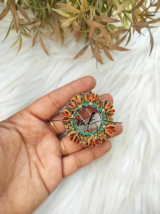 Lara Lotus Orange-Ramar Green Hair Brooch