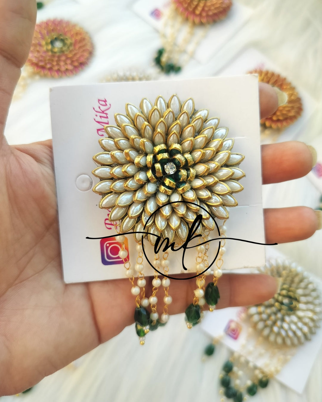 White Marigold Hair Brooch