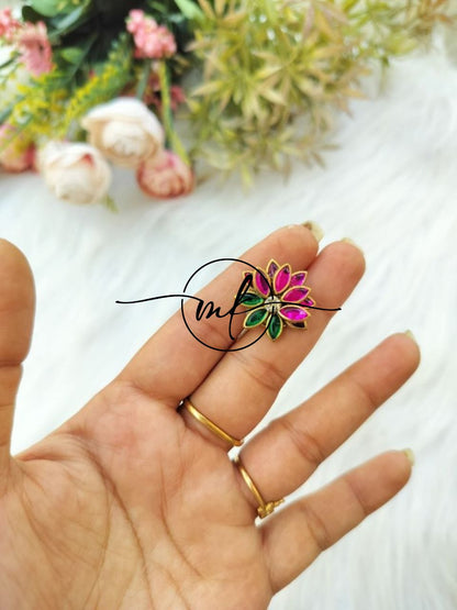 Pink Kundan Lily Hair hook