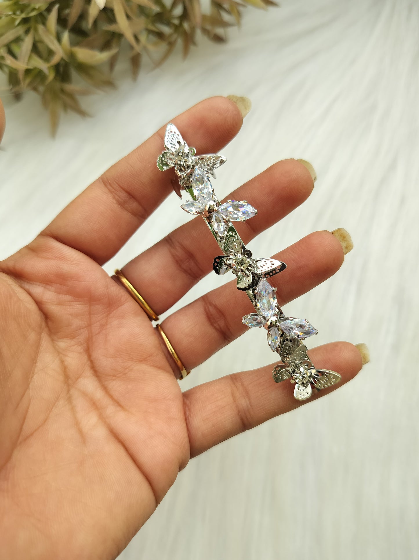 Silver Metal butterfly Baratte Clip - Large size
