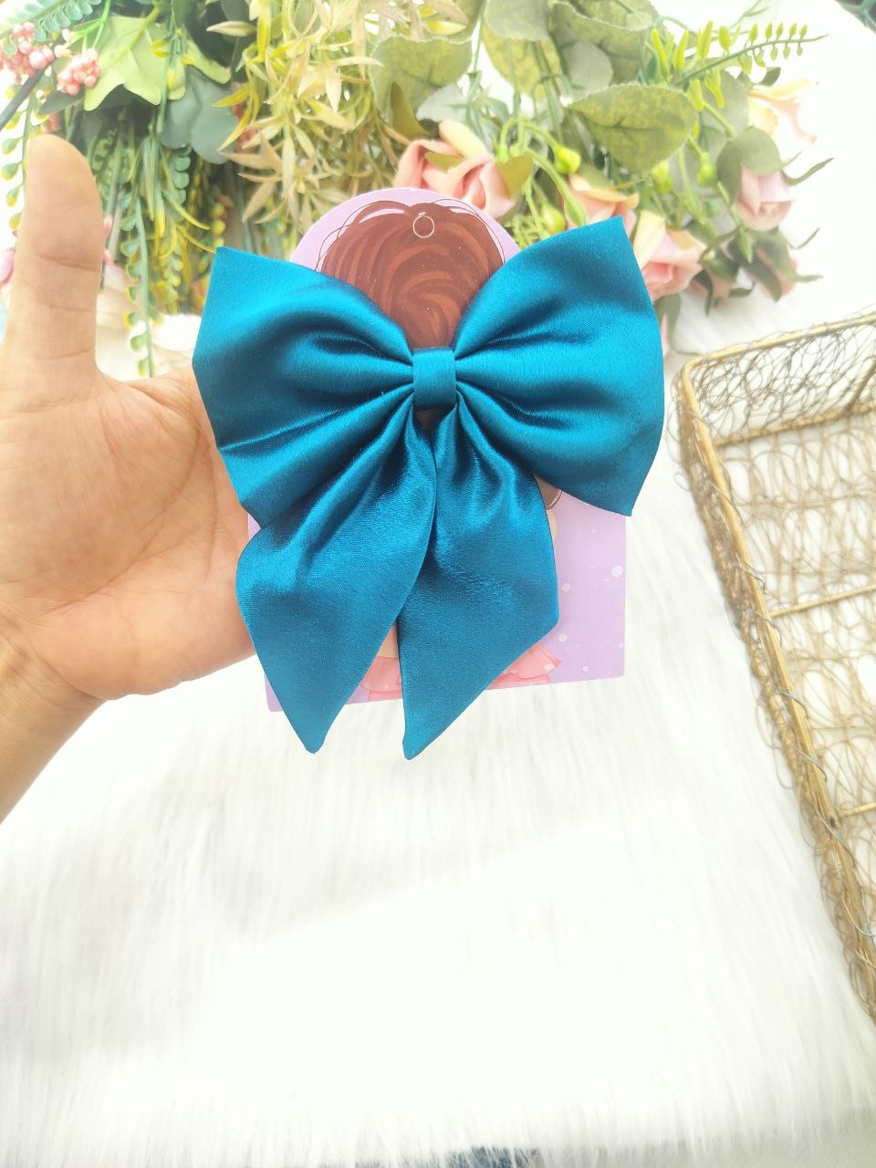 Pig Tail Bow Alligator Clip