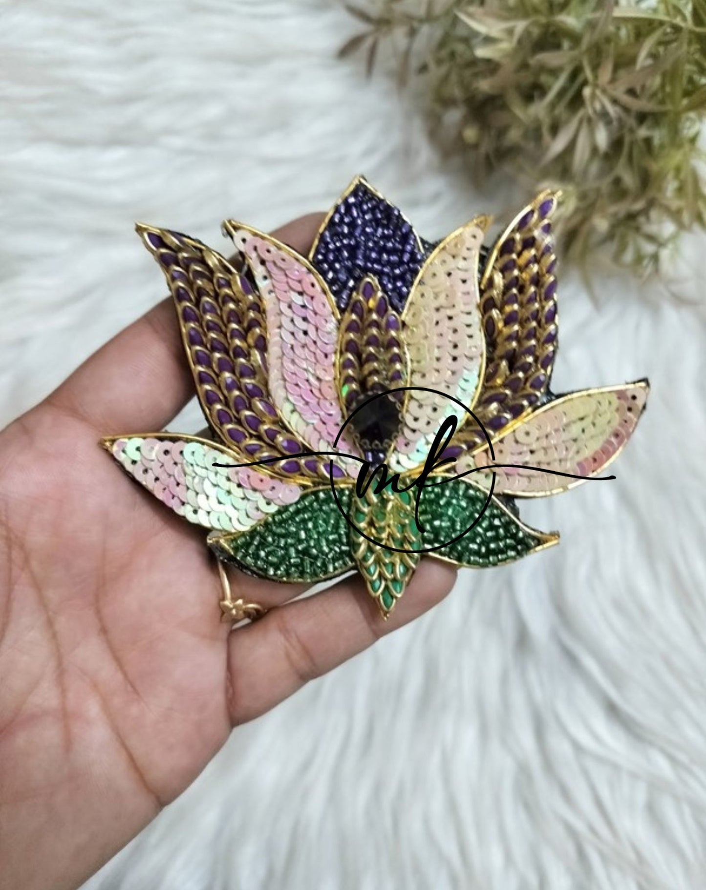 Big Lotus -Purple PInk Hair Brooch