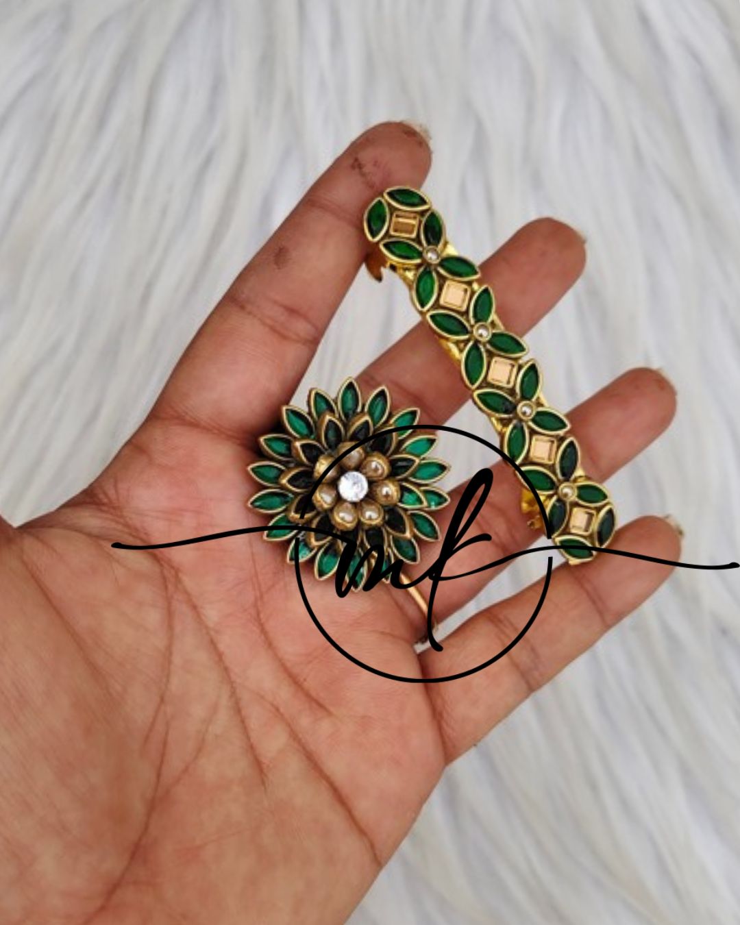 Kundan Hair Brooch/Hair ties/Centre clip- Combo