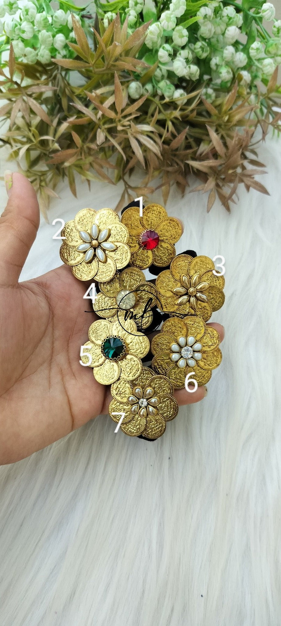 Gold coin Kundan Hair Brooch