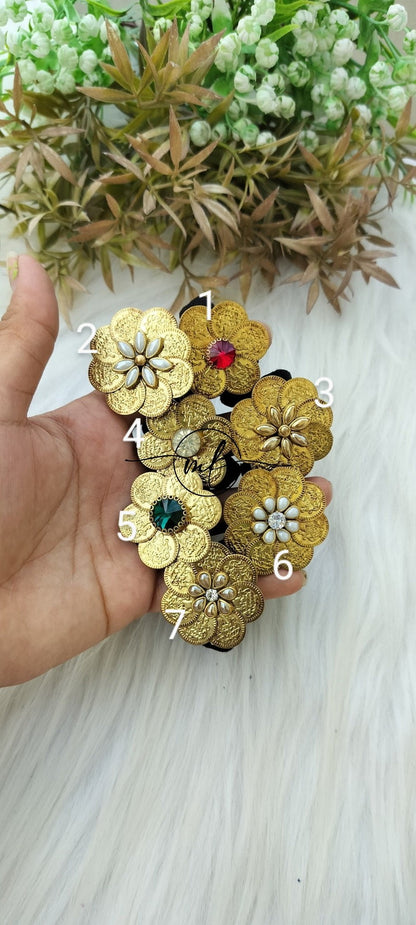Gold coin Kundan Hair Brooch
