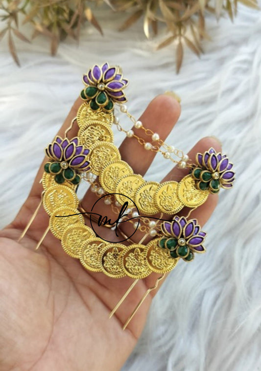 Cora Purple Matt Lotus Hair Brooch