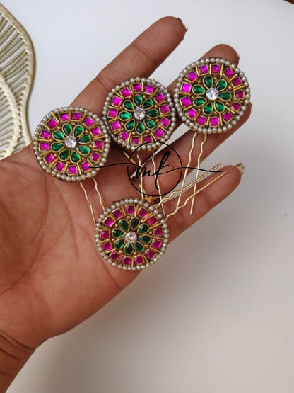 Spire PINK Kundan Hair Brooch Return gift Combo