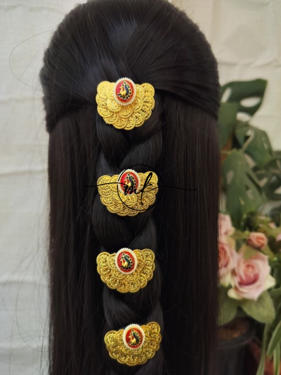 Coin Peacock charm Hair braid Brooch - set of 5 pieces