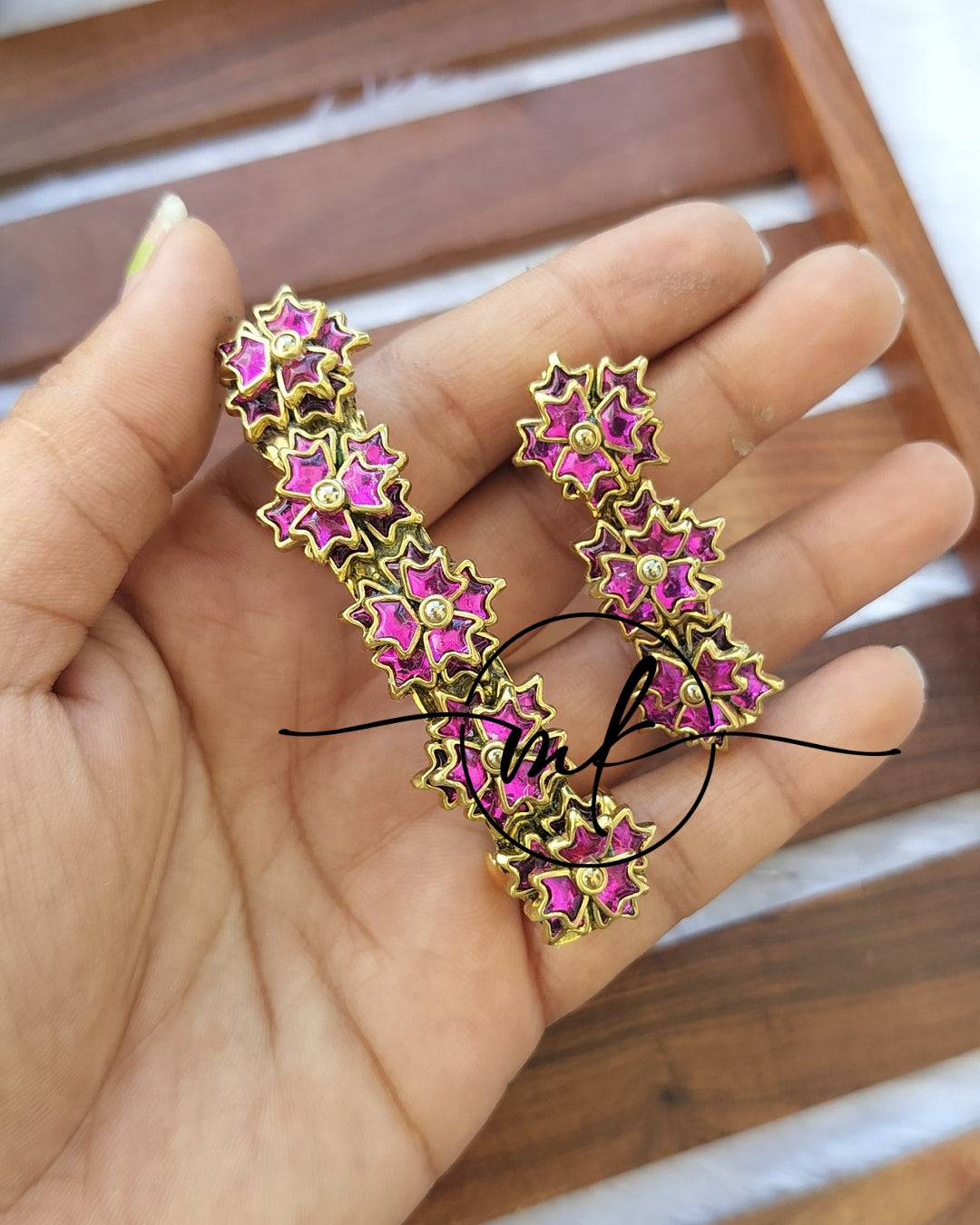 Pink Kundan centre clip+ Saree pin Combo