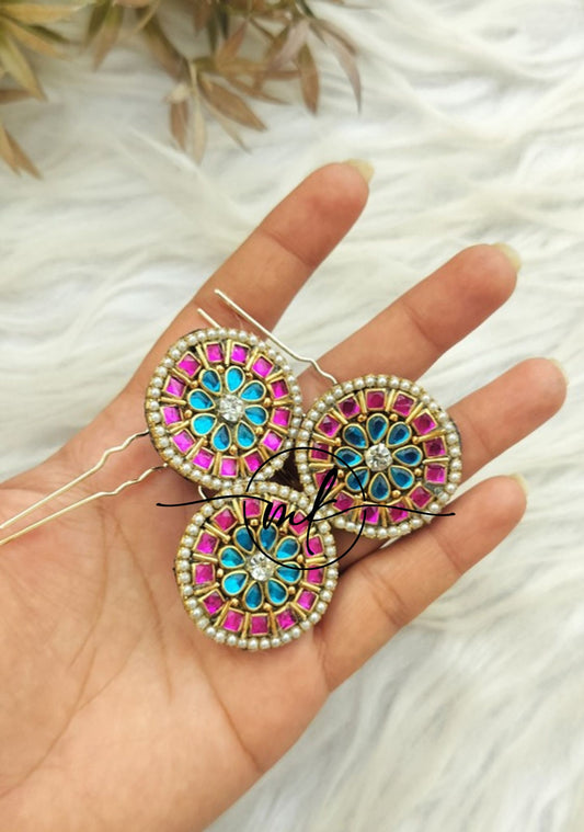 Spire pink Blue Hair Brooch