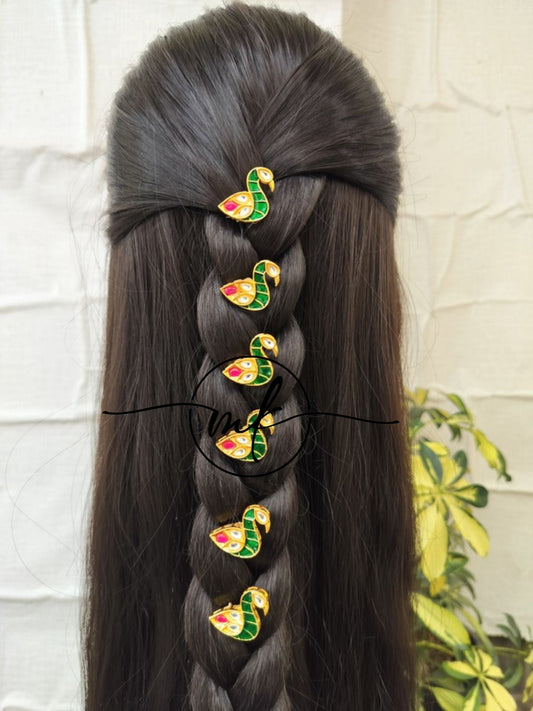 Peacock Hair Hooks -set of 6 pieces