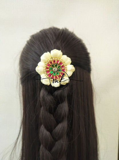 Gundu Malli + Spire flower ARFL Hair Brooch/ Hair ties - 1 piece (Copy)