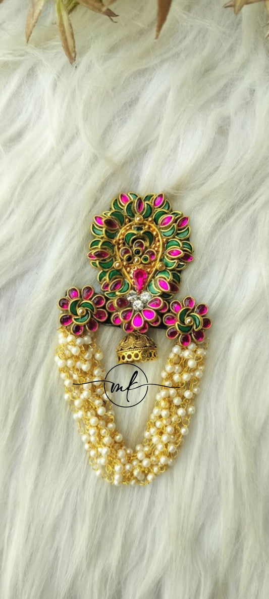 Frost Green Trishool Hair Brooch