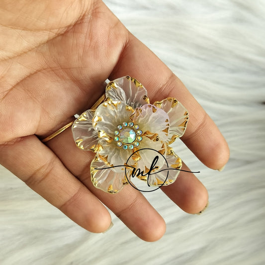 White Floral Premium hair ties