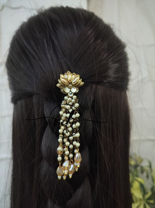 Gold White CURA Lotus - 1L Hair Brooch / Hair Hook